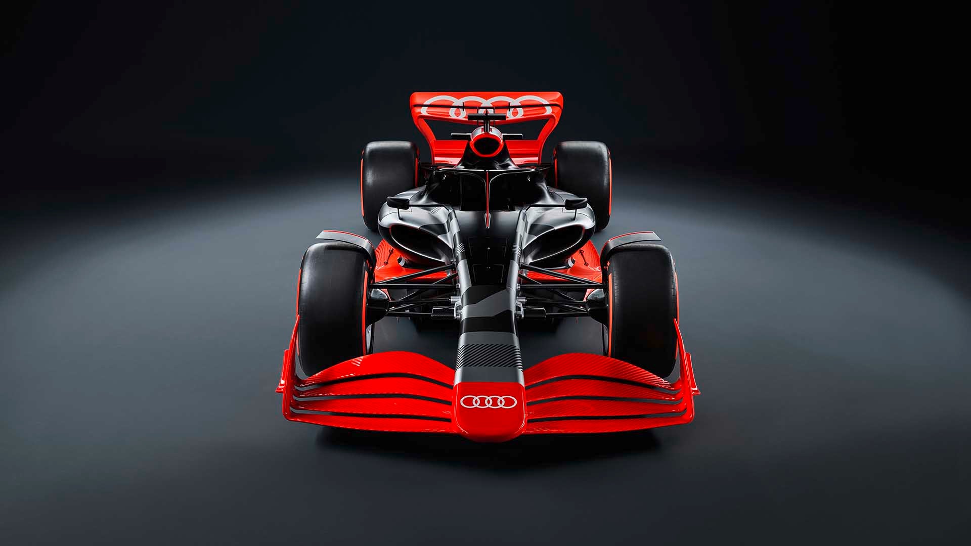 A picture showing the Formula 1 showcar with the Audi launch livery.